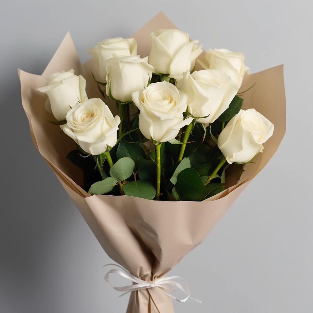 9 Белых роз Эдлесс Лав в Дербенте Букет 9 Белых роз Эдлесс Лав в Дербенте