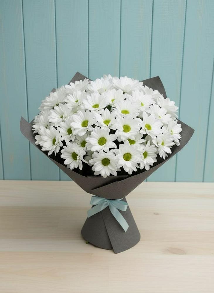 Букет белые хризантемы в Дербенте Букет цветов из: Хризантемы в Дербенте