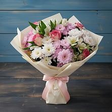 Букет цветов из:  Хризантемы, Альстромерии и Розы в Дербенте