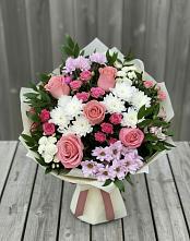Букет цветов из:  Альстромерии, Гвоздики, Розы и Хризантемы #REPLACE_PRED# Дербенте