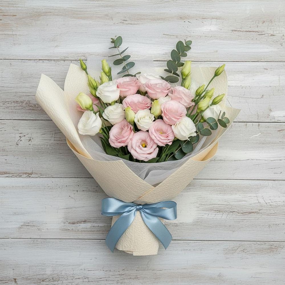 Букет шампанское в Дербенте Букет цветов из: Лизиантусы в Дербенте